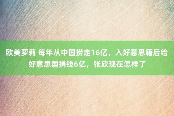 欧美萝莉 每年从中国捞走16亿，入好意思籍后给好意思国捐钱6亿，张欣现在怎样了