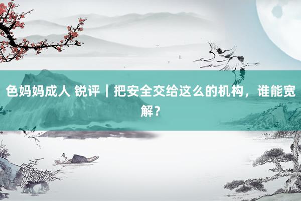 色妈妈成人 锐评｜把安全交给这么的机构，谁能宽解？