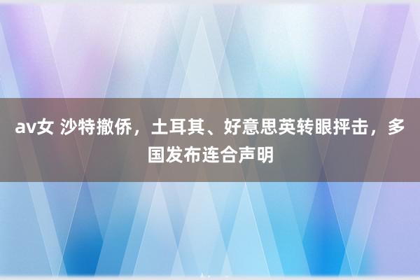 av女 沙特撤侨，土耳其、好意思英转眼抨击，多国发布连合声明