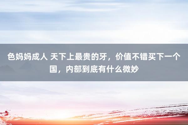 色妈妈成人 天下上最贵的牙，价值不错买下一个国，内部到底有什么微妙