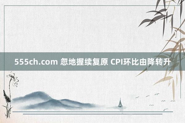 555ch.com 忽地握续复原 CPI环比由降转升