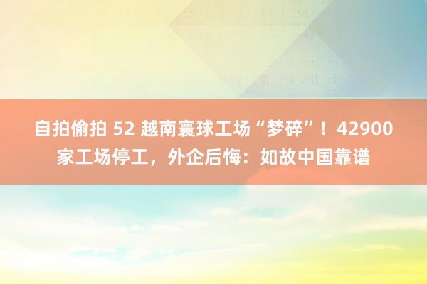 自拍偷拍 52 越南寰球工场“梦碎”！42900家工场停工，外企后悔：如故中国靠谱